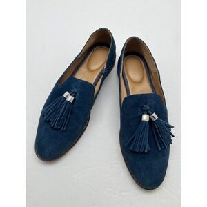 Franco Sarto HADDEN Womens Navy Blue Suede Tassel Loafers Flats Size 8M